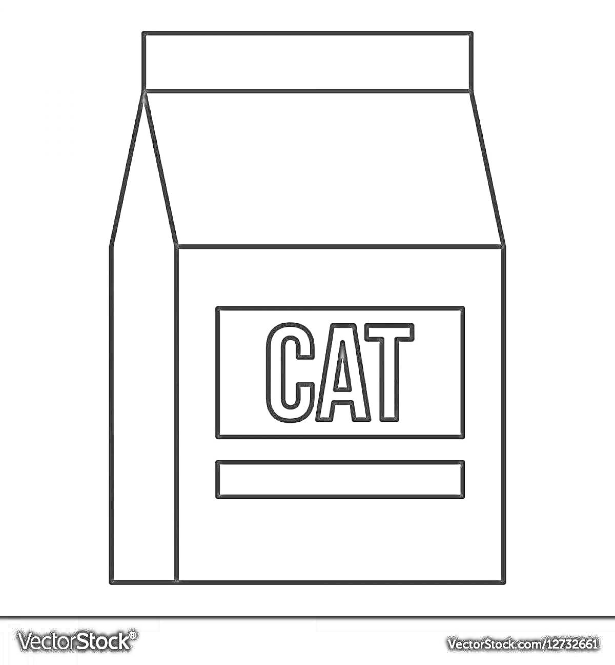 На раскраске изображено: Пакет, Кошачий корм, Корм для кошек, Надпись, Еда для животных