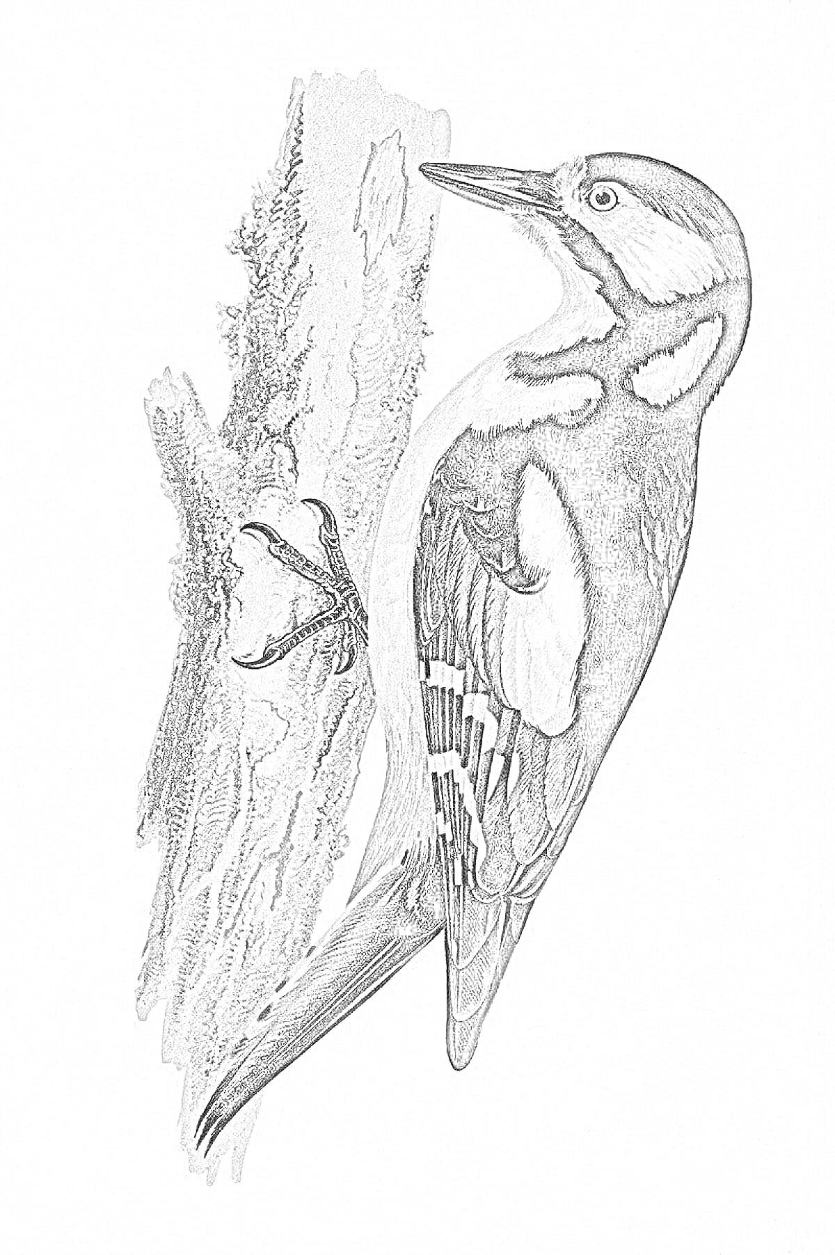 Раскраска Дятел на дереве