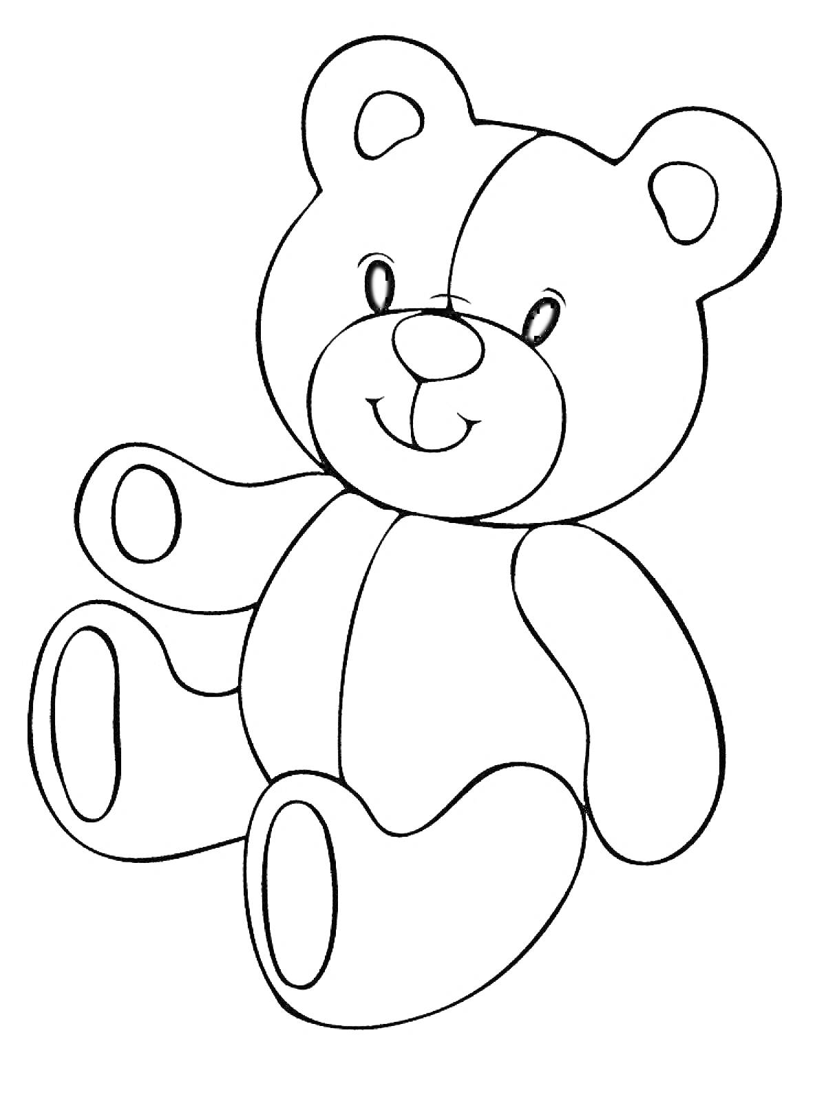 На раскраске изображено: Плюшевый медведь, Улыбка, Медведь