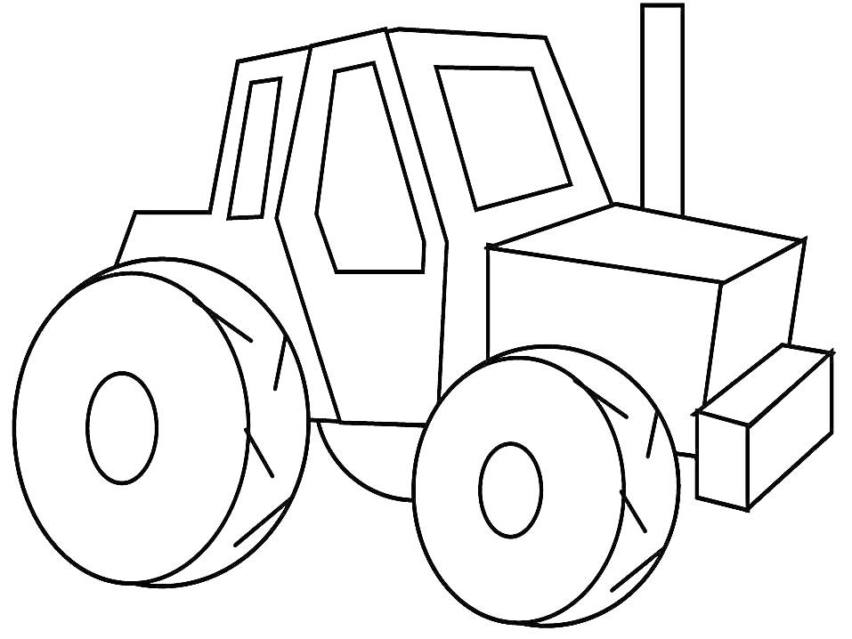 Трактор с большими колесами и выхлопной трубой