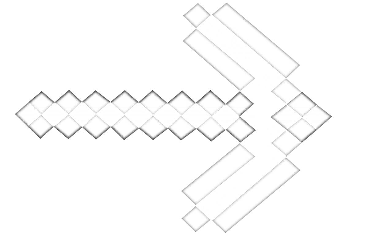 Раскраска Майнкрафт меч и кирка черно-белые