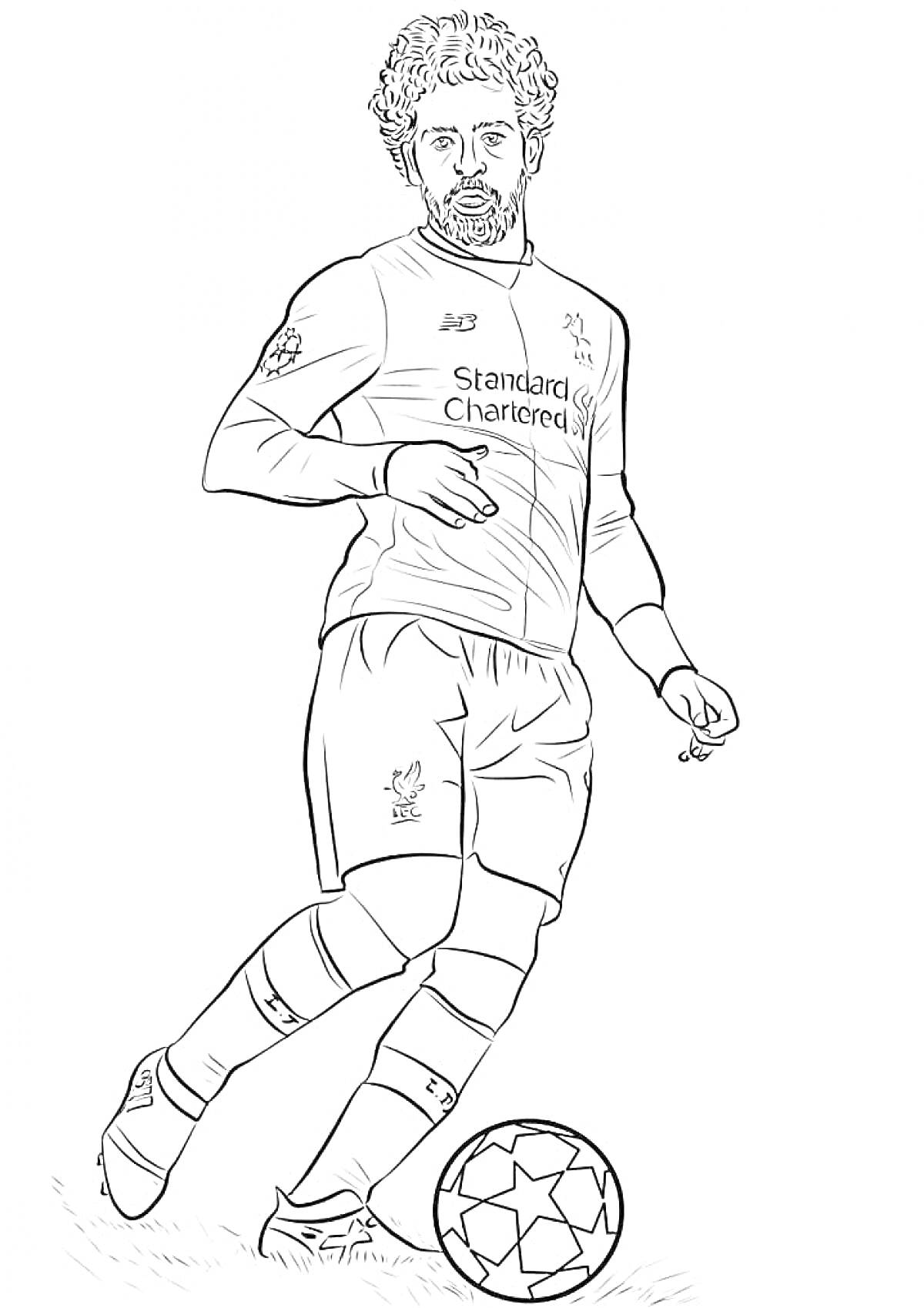Раскраска Футболист с мячом в форме 