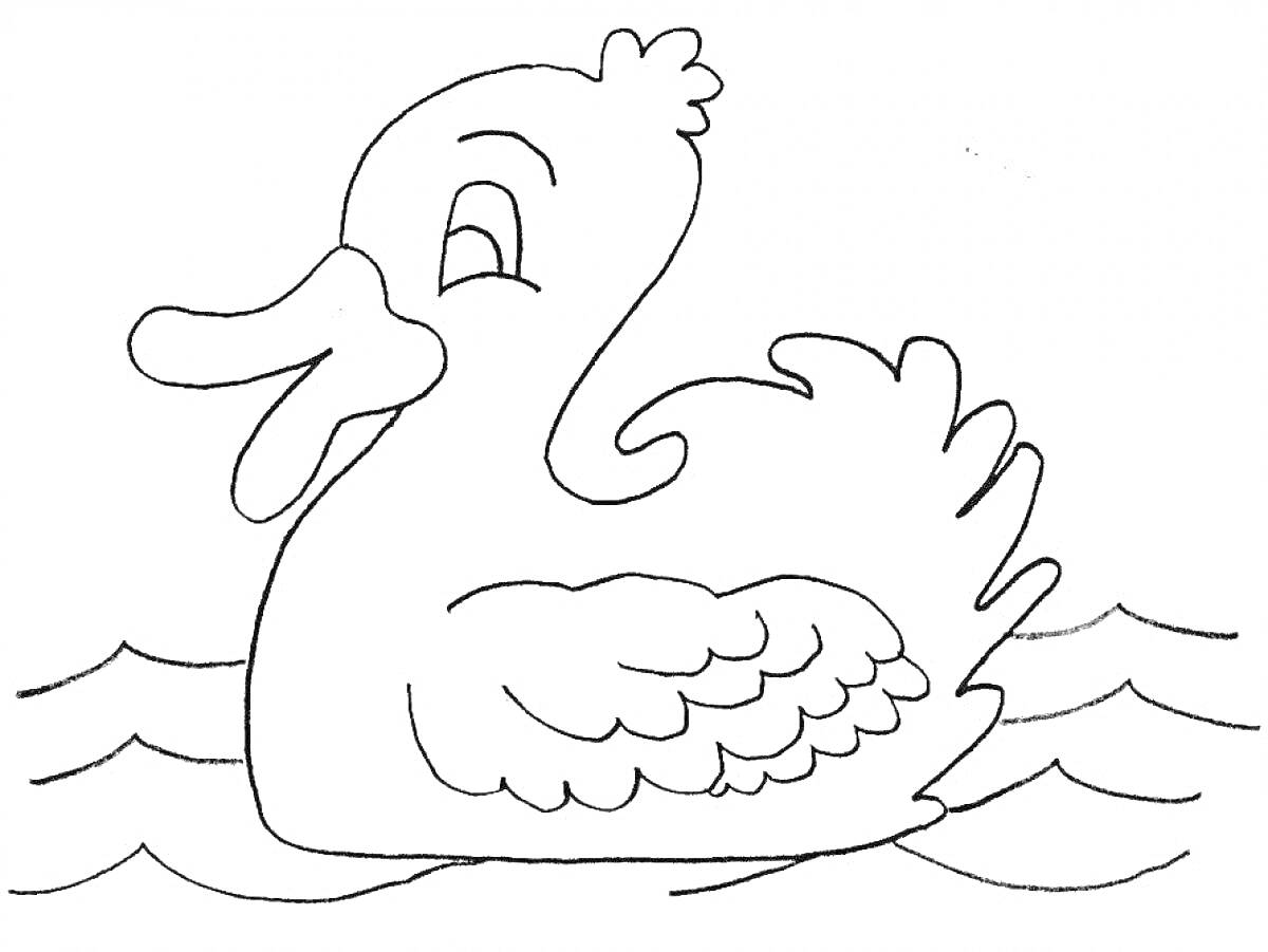 На раскраске изображено: Утя, Вода, Плавание, Утка, Птенец