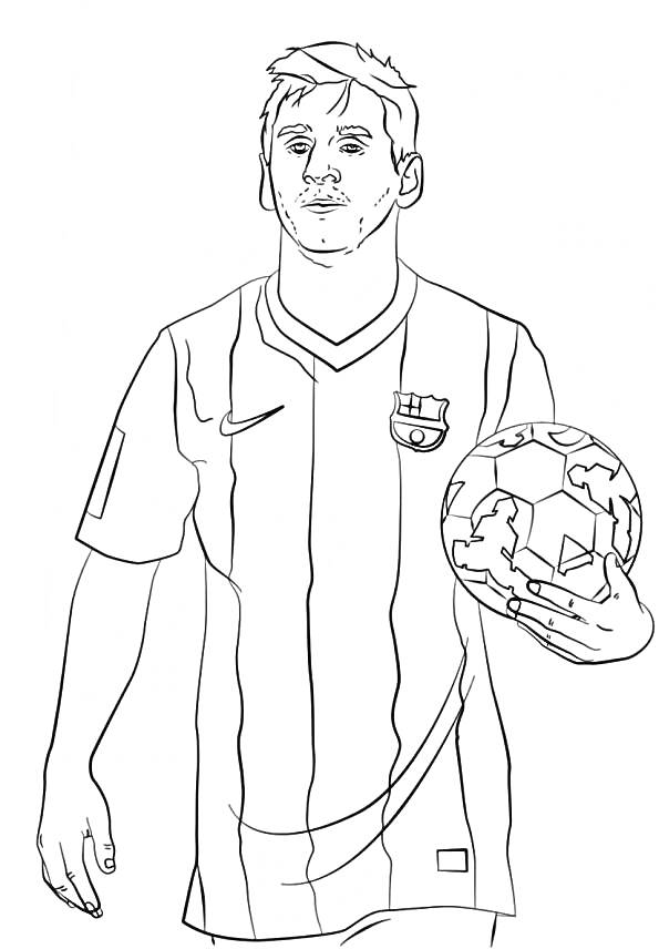 Раскраска Футболист с мячом в форме футбольного клуба