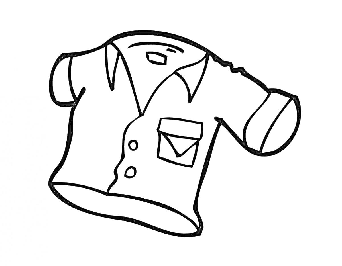 Рубашка с карманом и коротким рукавом