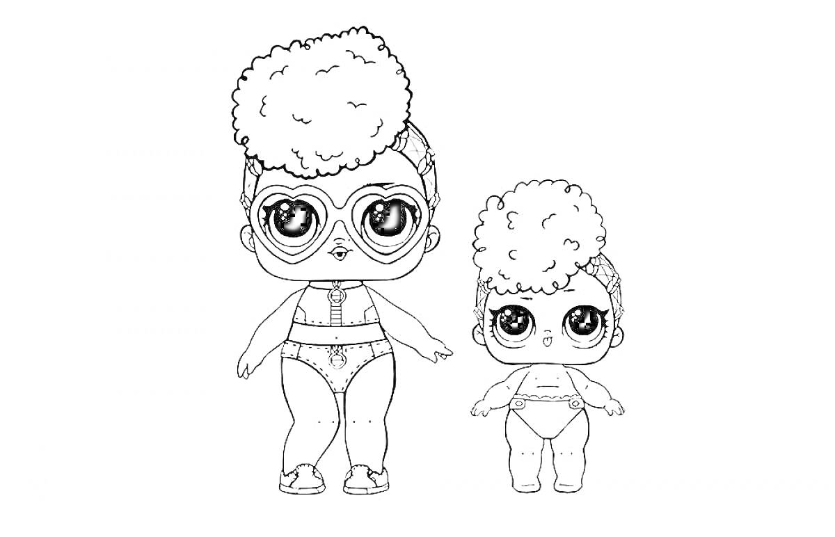 Раскраска Кукла Лол Конфетти Поп в купальном костюме и с большими очками