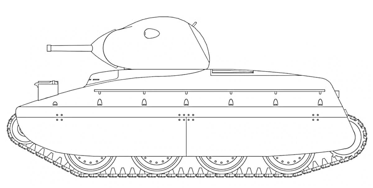 Раскраска Танковая раскраска Т-35 с корпусом, гусеницами, башней и пушкой