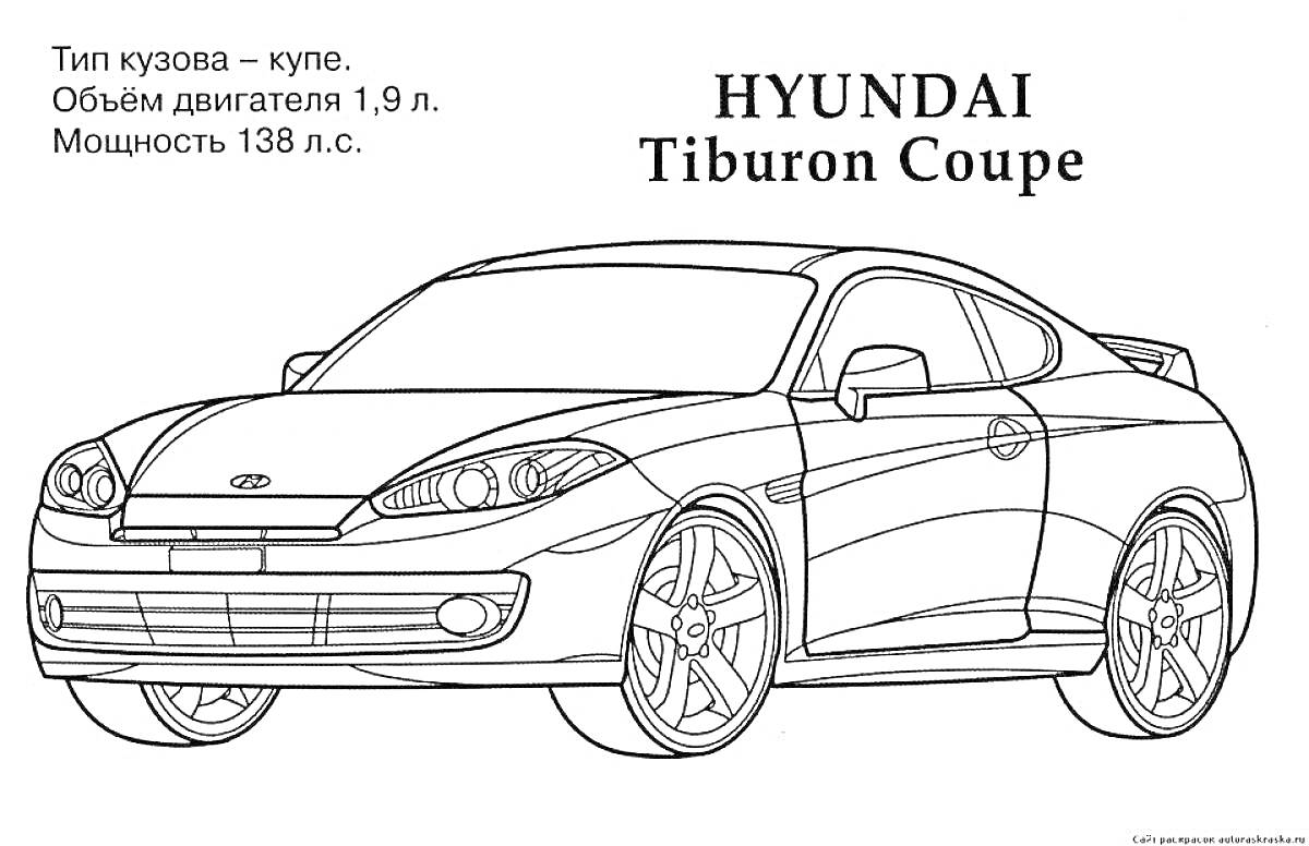 На раскраске изображено: Hyundai, Купе