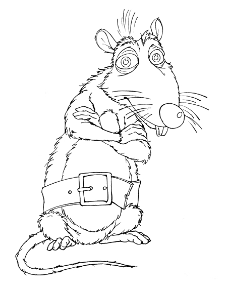 Раскраска Мышь с трусами и ремнем