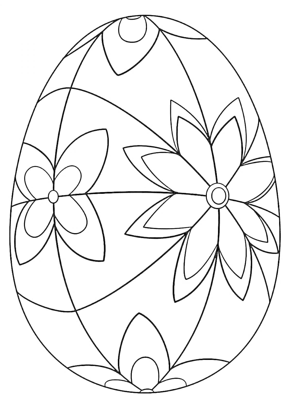 На раскраске изображено: Цветы, Декоративные узоры, Пасхальные яйца