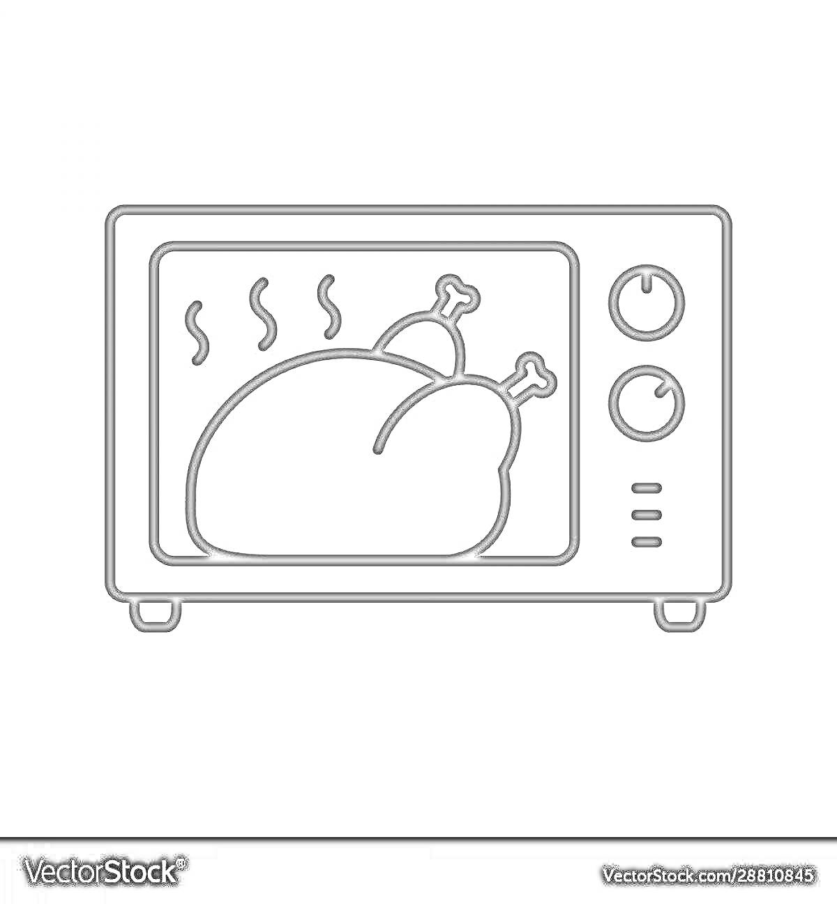 Раскраска Микроволновая печь с курицей внутри