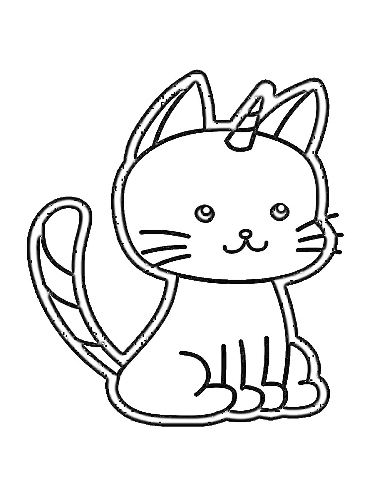 Раскраска Котик с рогом единорога
