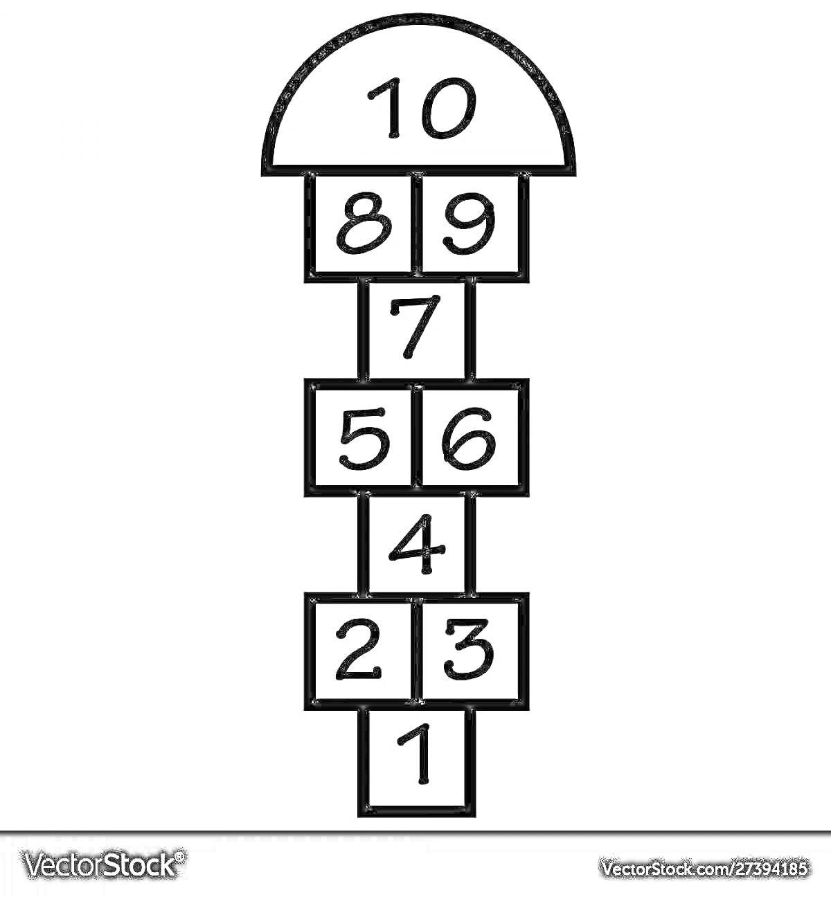 Раскраска Игра классики с цифрами от 1 до 10