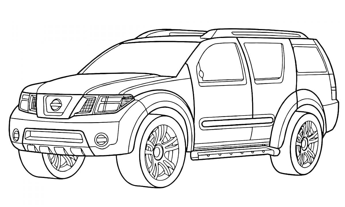 Раскраска Внедорожник с большими колесами и решеткой радиатора