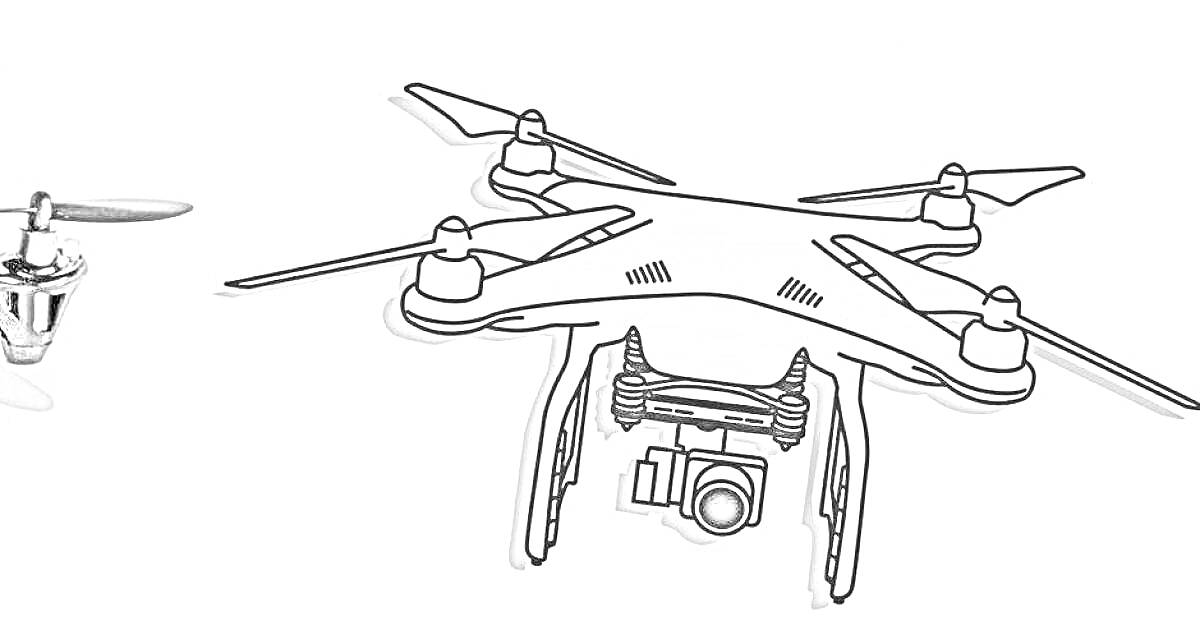 На раскраске изображено: Камера, Авиация, Дрон
