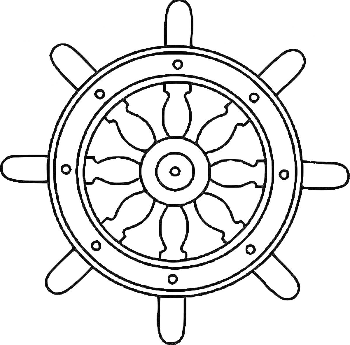 Штурвал с восемью спицами и декоративными элементами