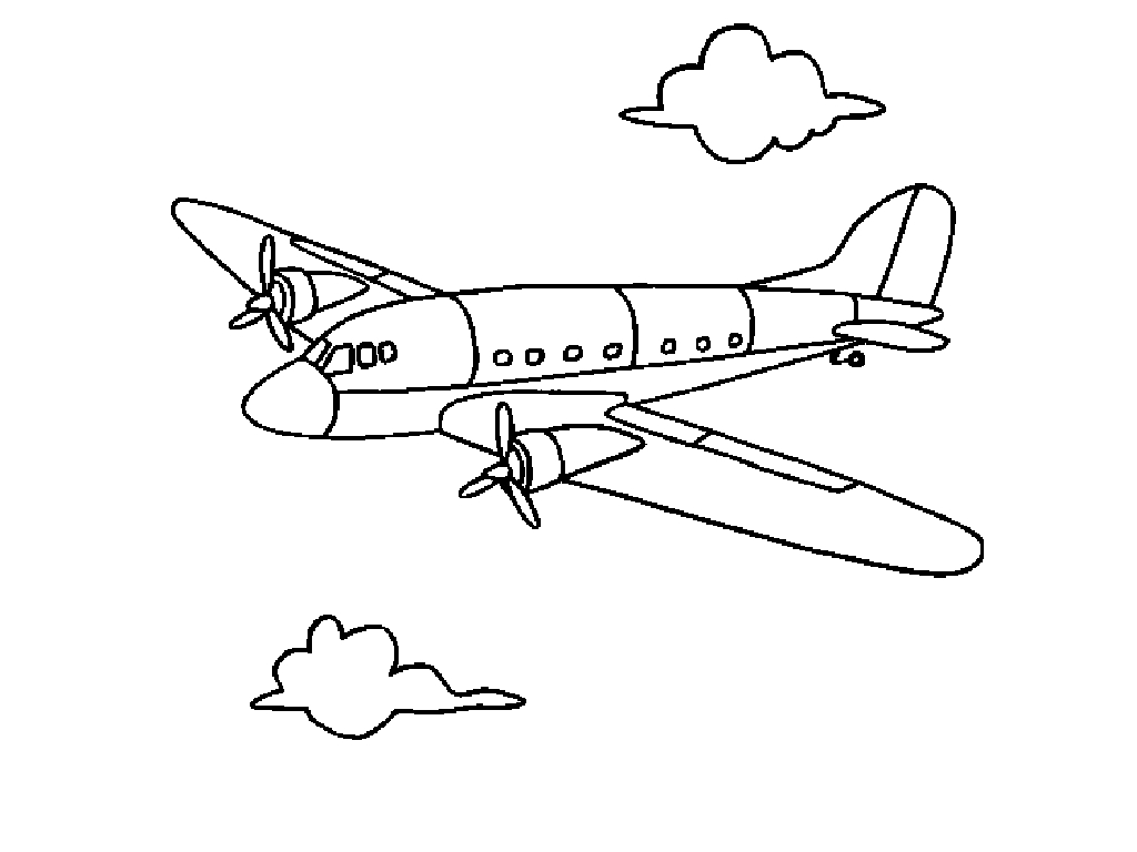 На раскраске изображено: Облака, Воздушное судно, Небо, Иллюстрация, Транспорт, Крылья, Винт, Самолеты