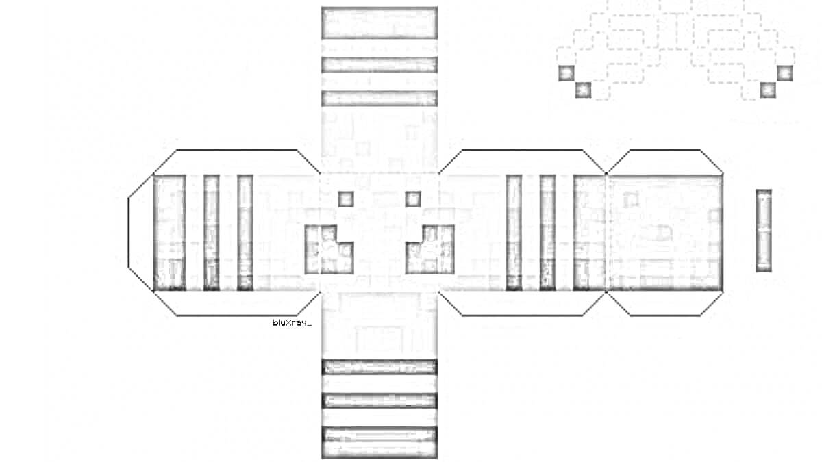 На раскраске изображено: Майнкрафт, Развертка, Пиксель-арт, Крафт, Бумажное моделирование
