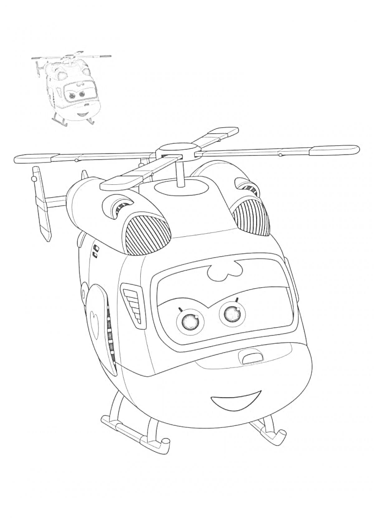 На раскраске изображено: Супер крылья, Вертолет, Мультипликация, Воздушное судно, Анимация, Полет