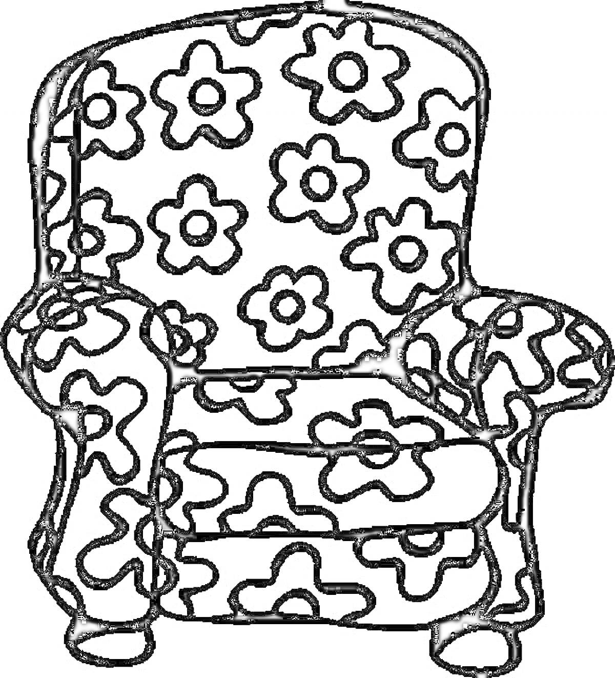 Раскраска Кресло с цветочным узором