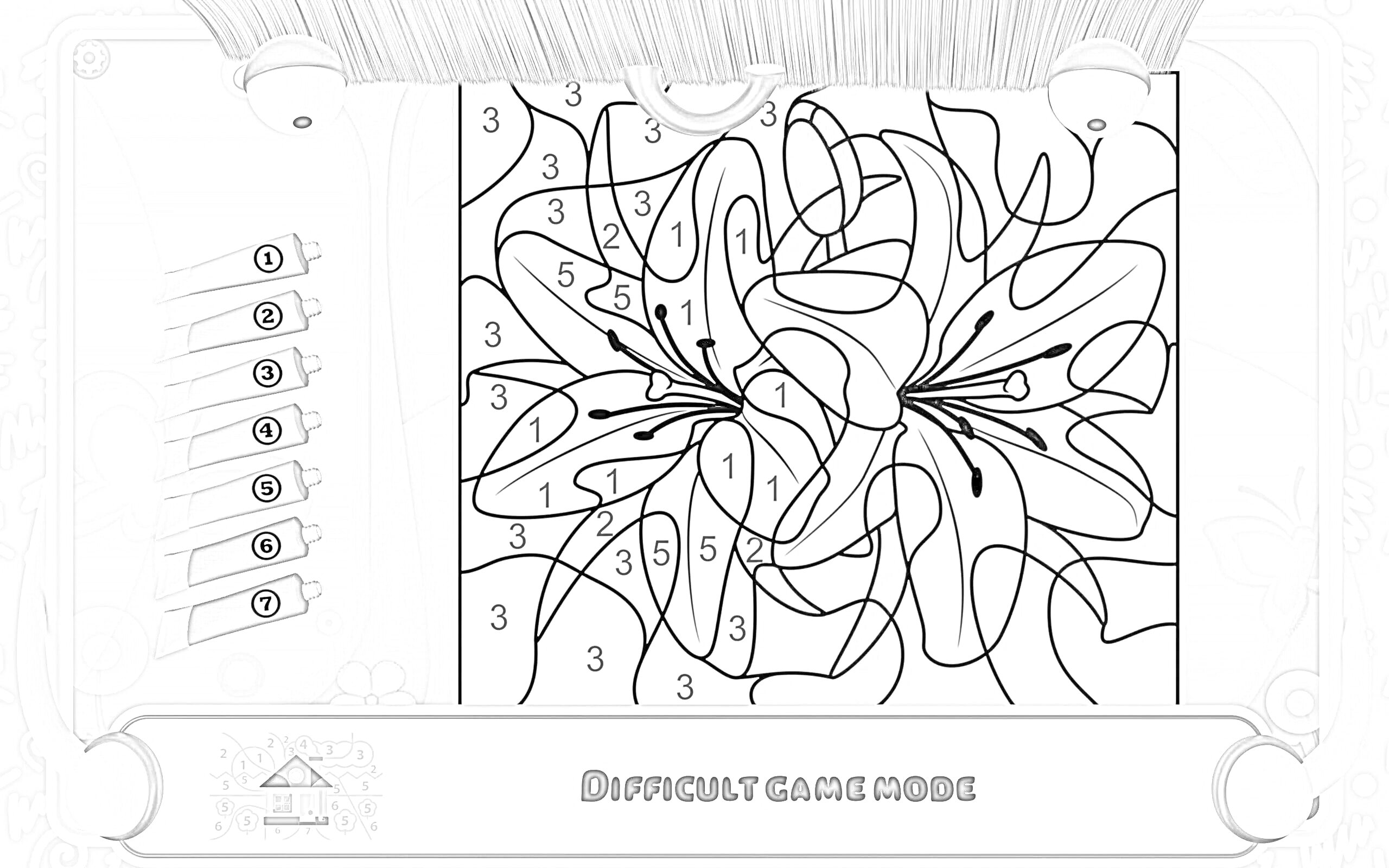 РаскраскаРаскраска по номерам с цветком лилии