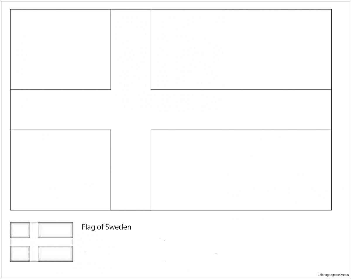 На раскраске изображено: Флаг, Швеция
