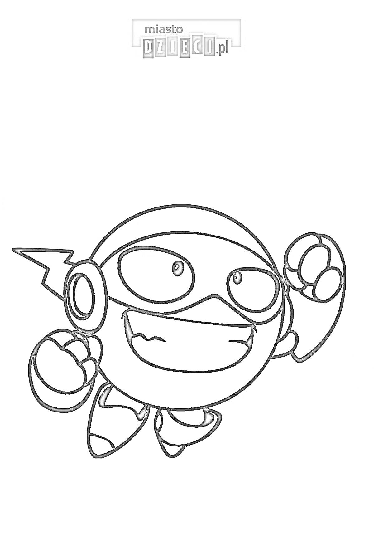 На раскраске изображено: Маска, Наушники, Полет