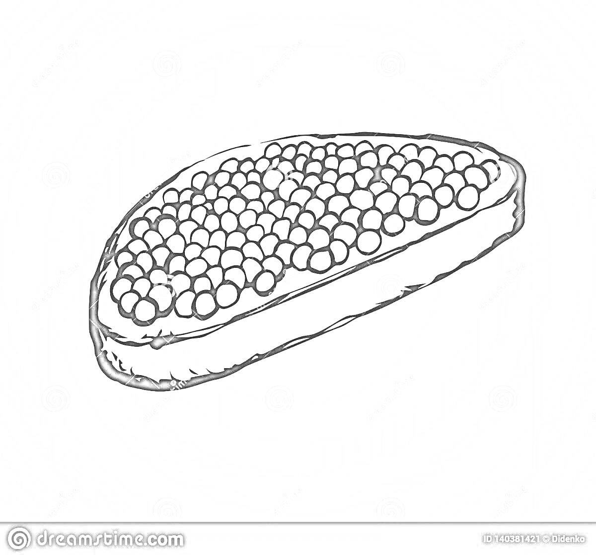 Раскраска Бутерброд с икрой