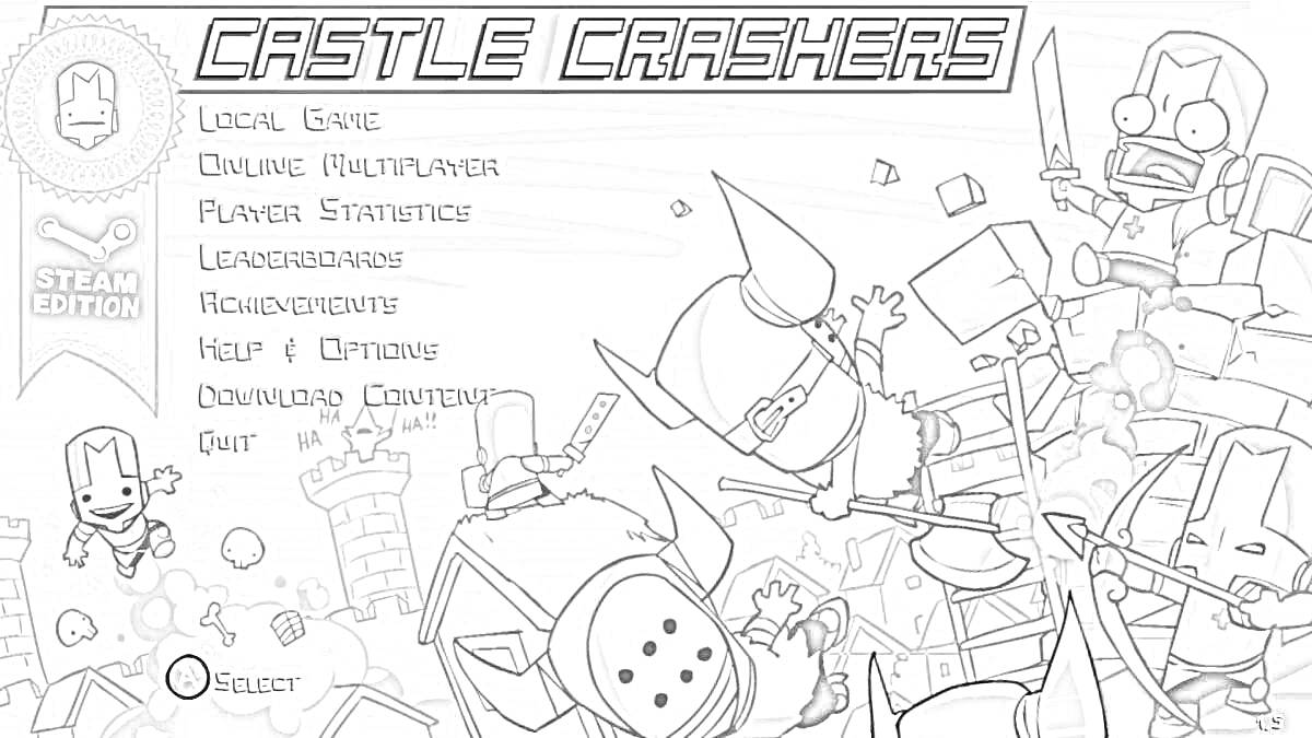 На раскраске изображено: Castle Crashers, Игра, Интерфейс, Экшн, Рыцари