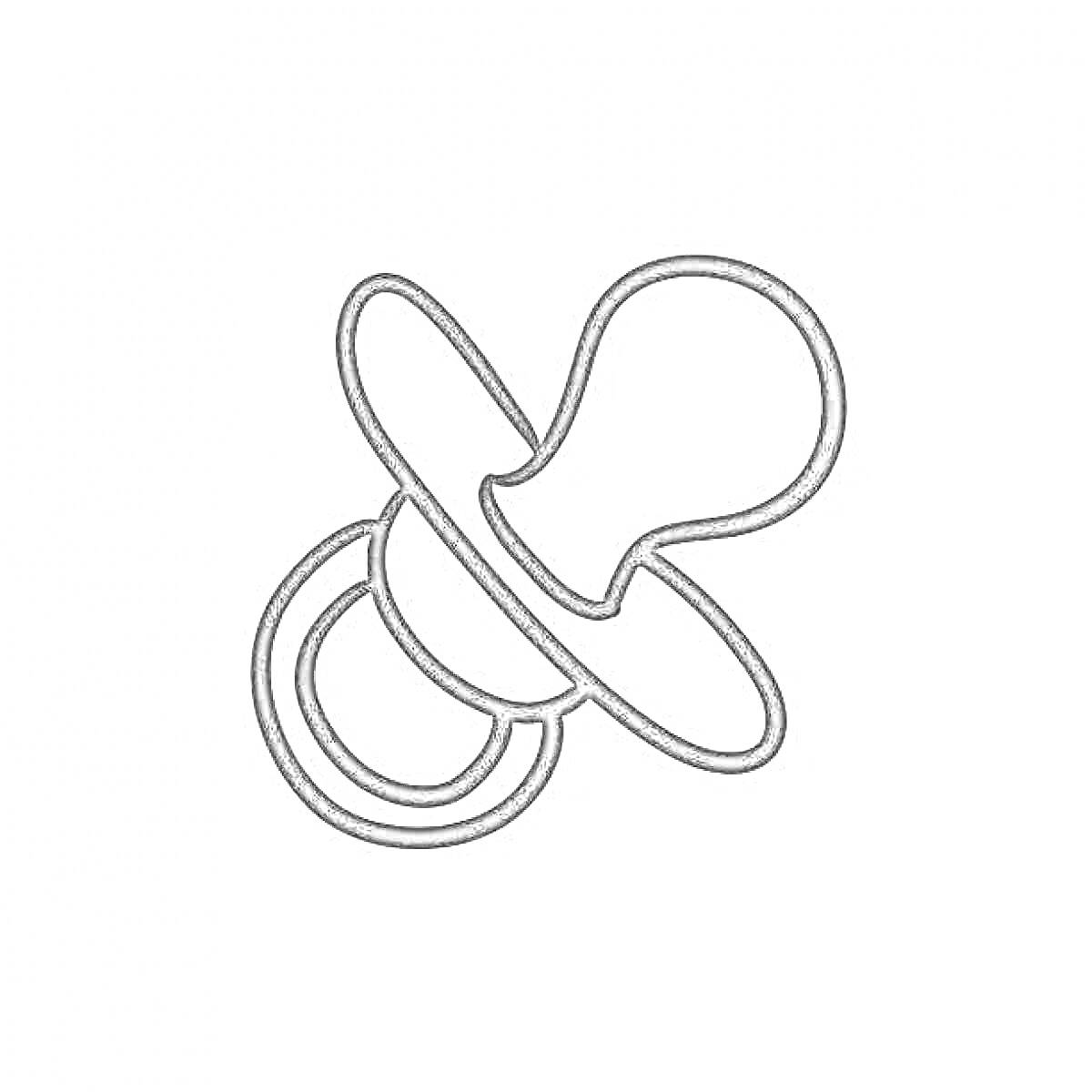 Раскраска Детская соска с кольцом и ортодонтической частью