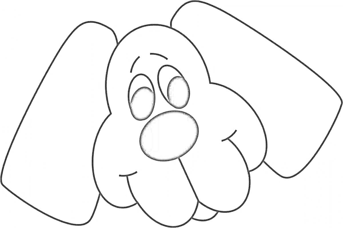 Раскраска Морда собаки с большими ушами и грустными глазами