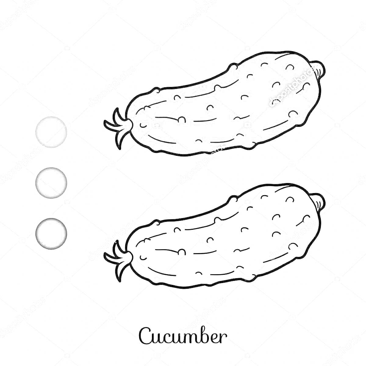 Раскраска Черно-белая раскраска с изображением двух огурцов, образцы оттенков серого