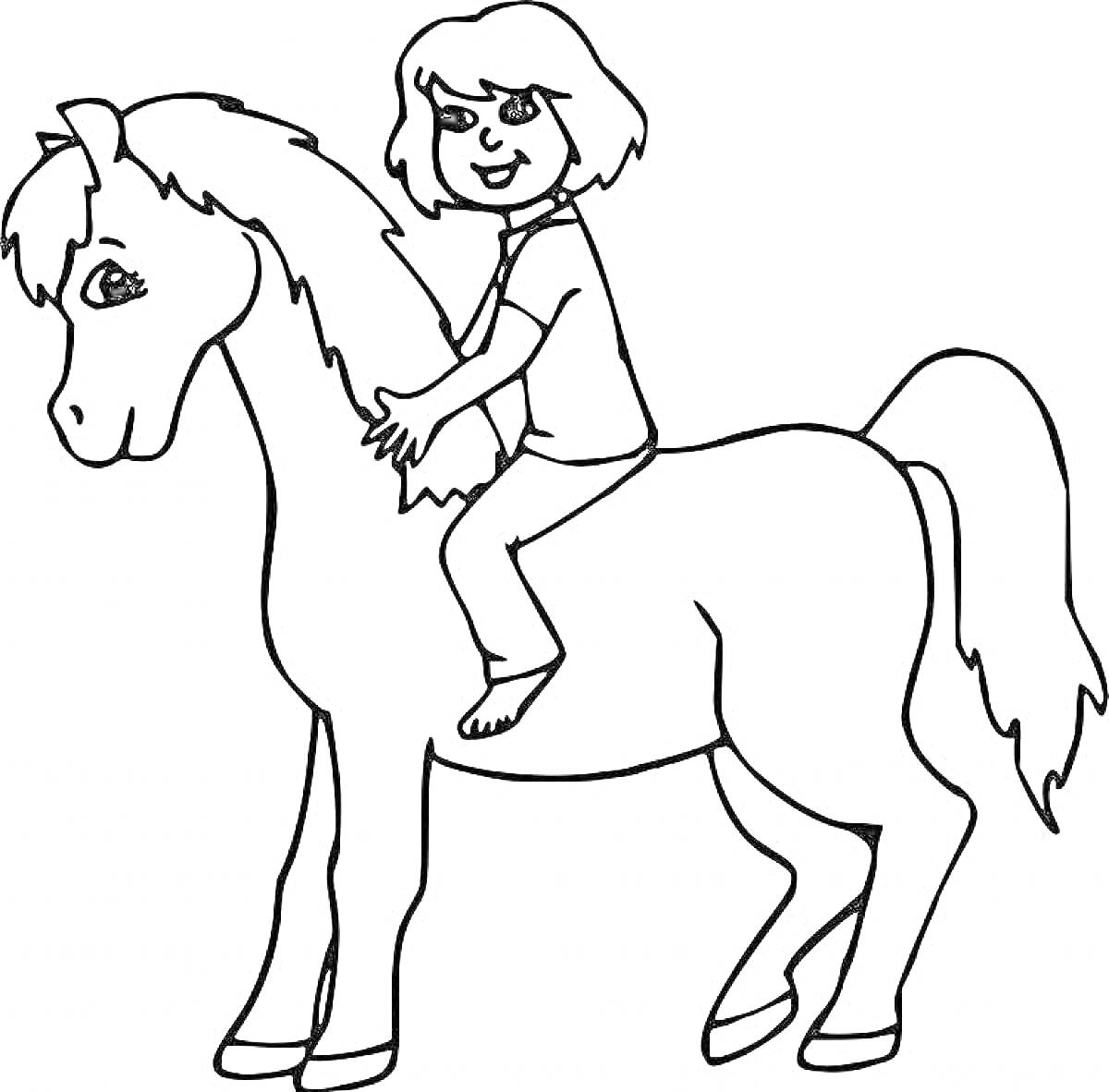 Раскраска Ребенок на лошадке