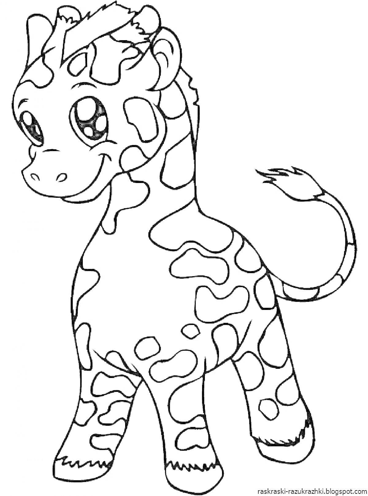 Раскраска Раскраска с мультяшным жирафом для малышей