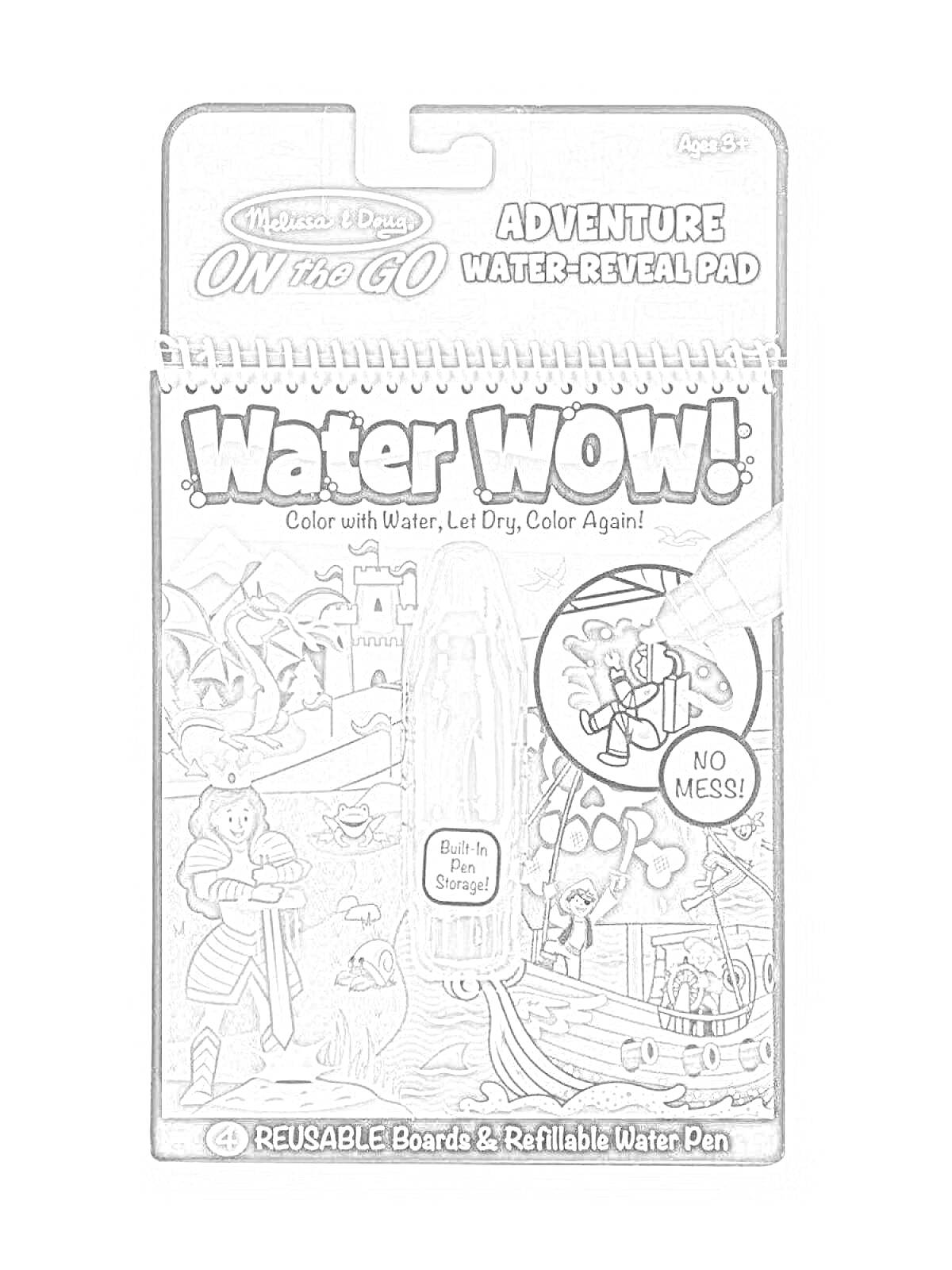 Раскраска Melissa & Doug On the Go Adventure Water-Reveal Pad (Color with Water, Let Dry, Color Again!)