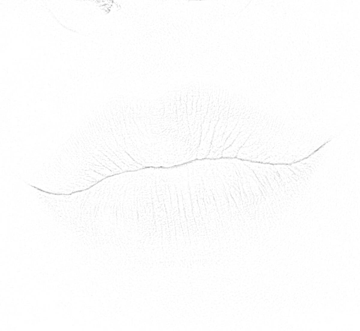 Раскраска Пухлые губы без помады, черно-белое фото