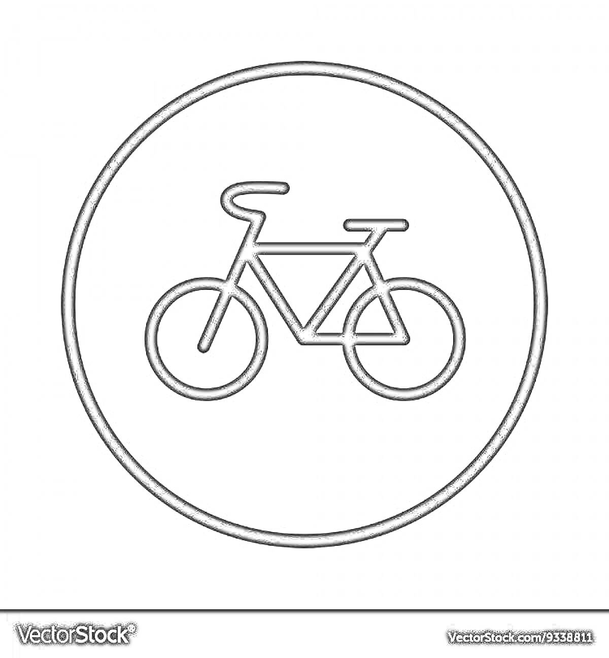 Раскраска знак велосипедная дорожка – простой рисунок велосипеда в круглом контуре