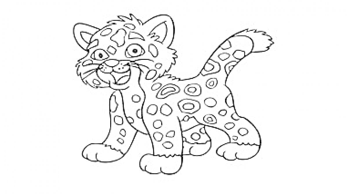 На раскраске изображено: Ягуар, Леопард, Животные, Для детей, Кот