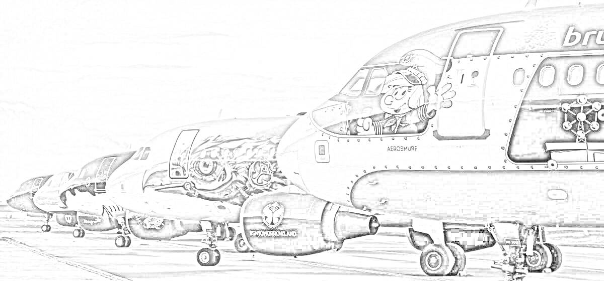 На раскраске изображено: Самолеты, Взлетная полоса, Авиация, Небо, Воздух, Транспорт, Аэропорт