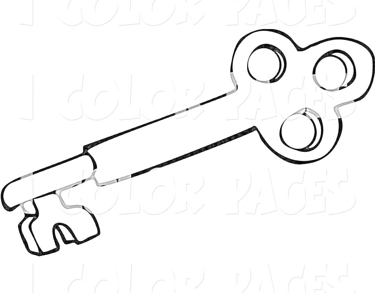 Раскраска Ключ с тремя круглыми головками