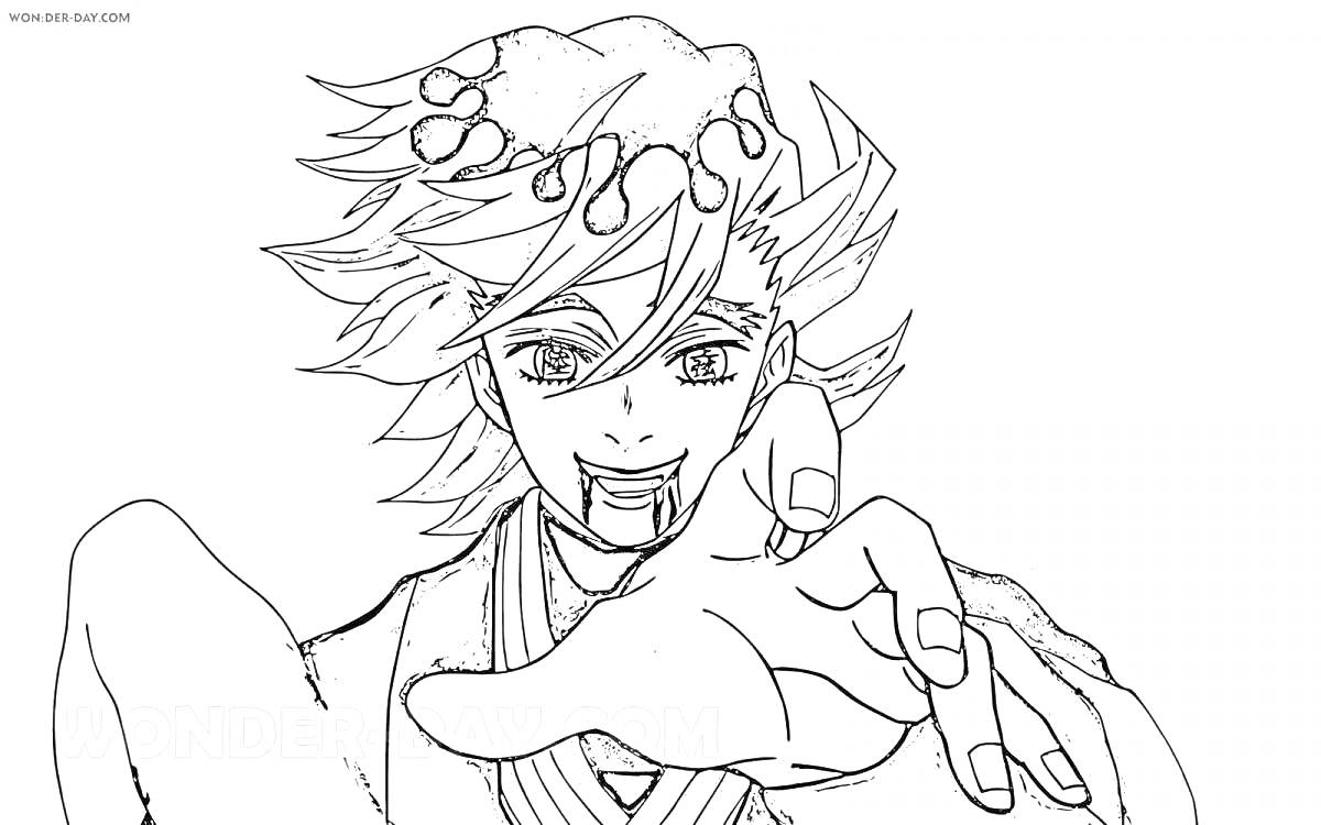 Раскраска Аниме персонаж с протянутой рукой из 