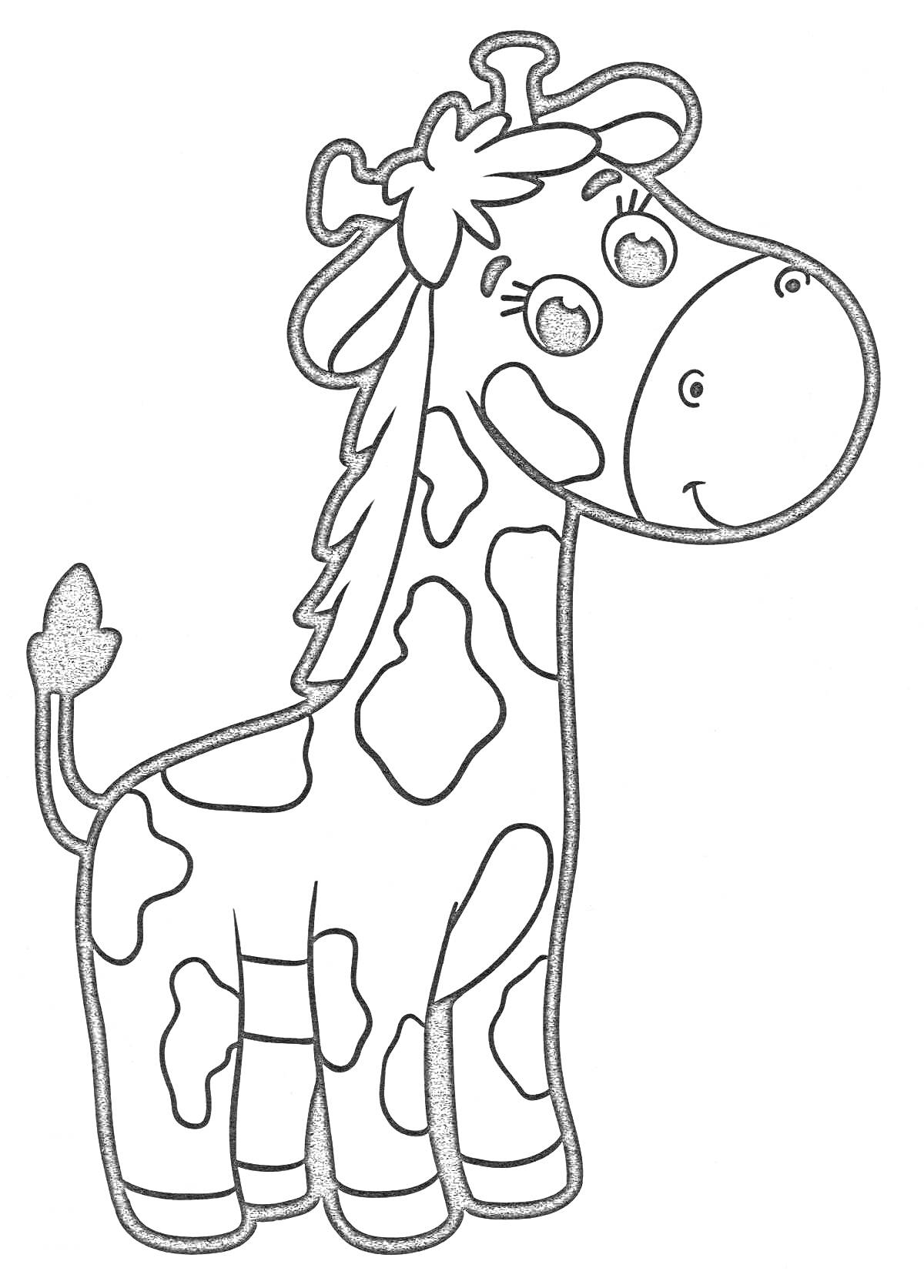 Раскраска Раскраска с улыбающимся жирафом для детей
