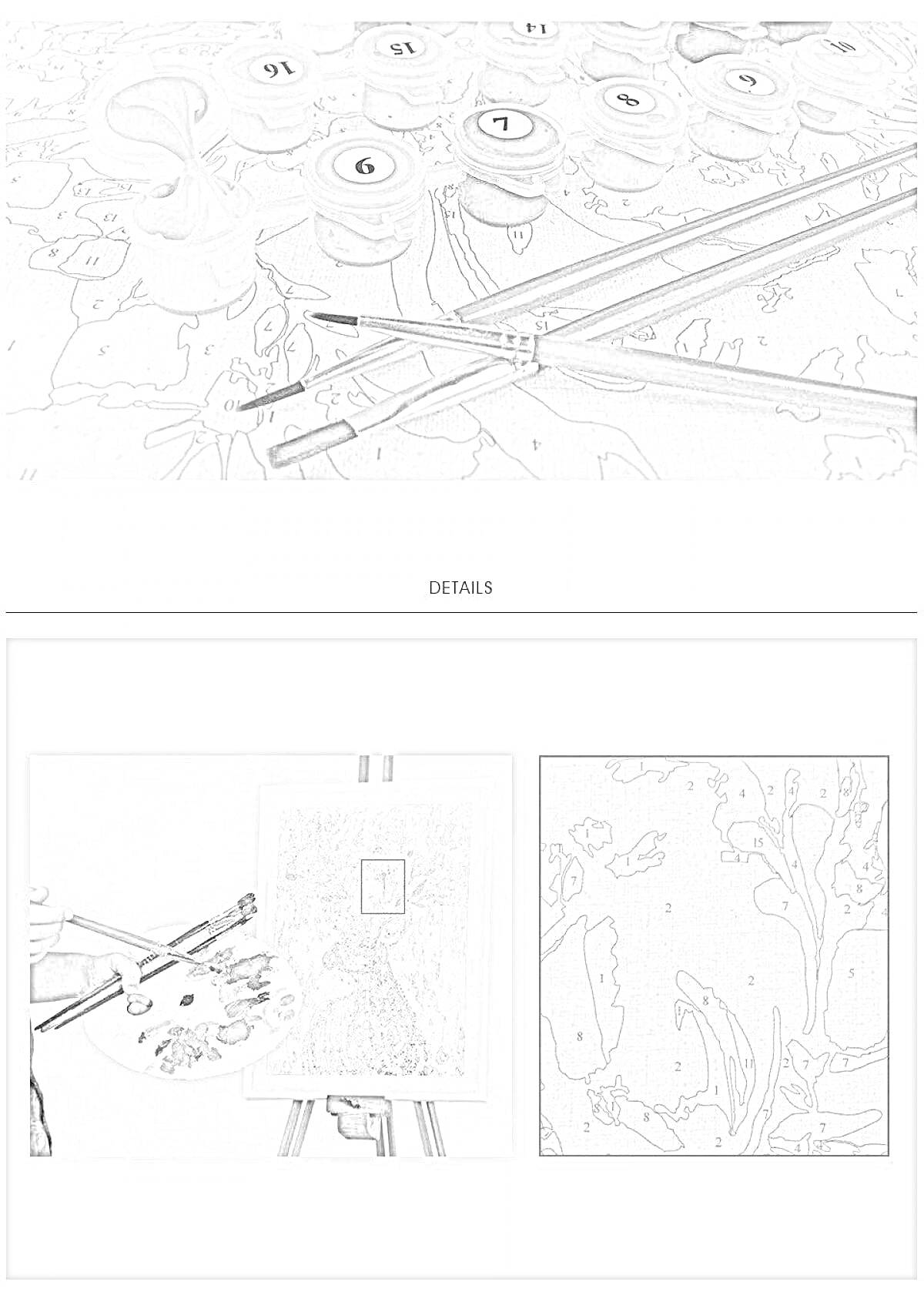 На раскраске изображено: Кисточки, Палитра, Искусство