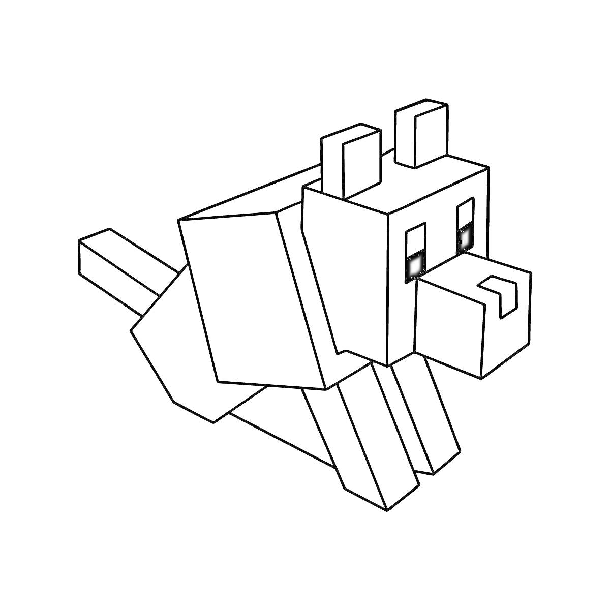 На раскраске изображено: Майнкрафт, Пиксельная арт, Хвост, Уши, Лапы
