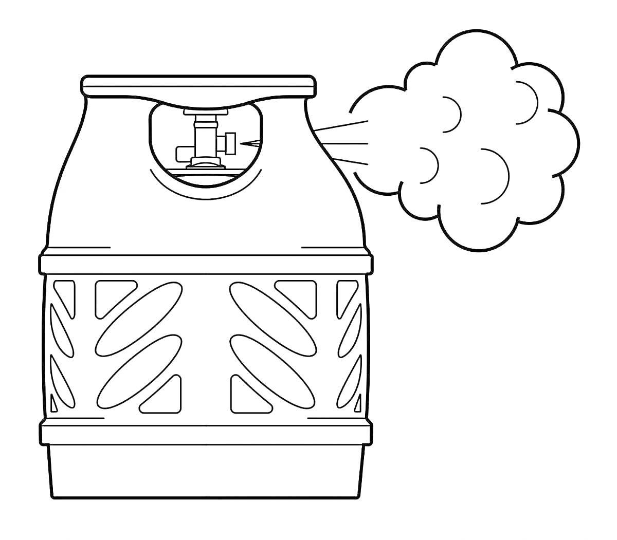 Раскраска Баллон с газом, выпускающий пар