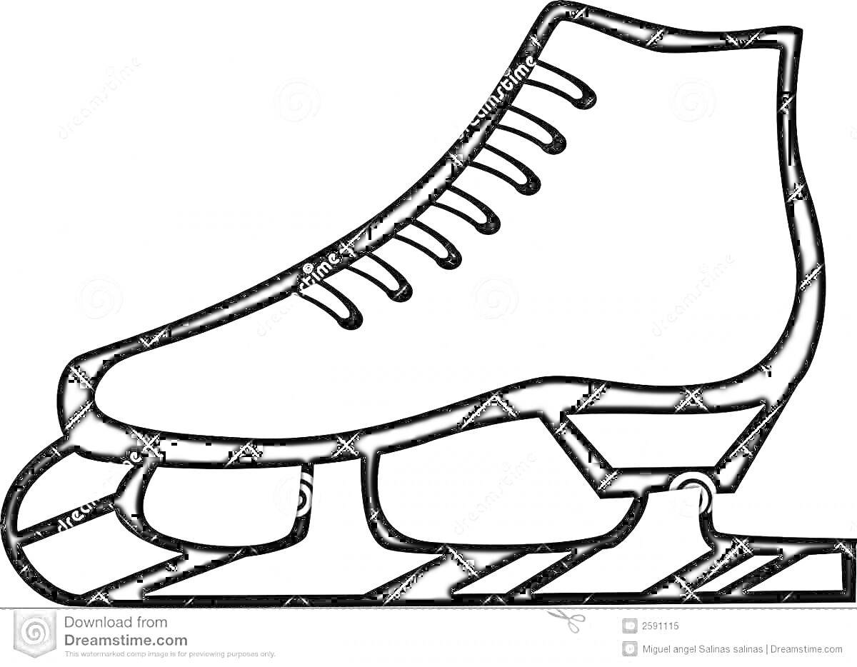 На раскраске изображено: Конек, Шнуровка, Лезвие, Трек, Зимний спорт