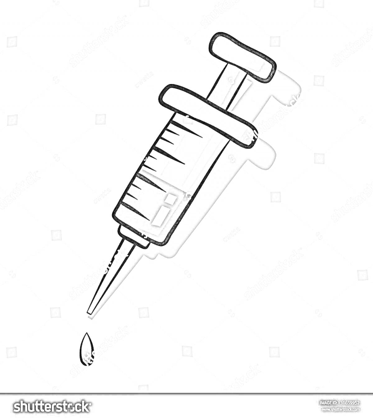 Раскраска Шприц с каплей