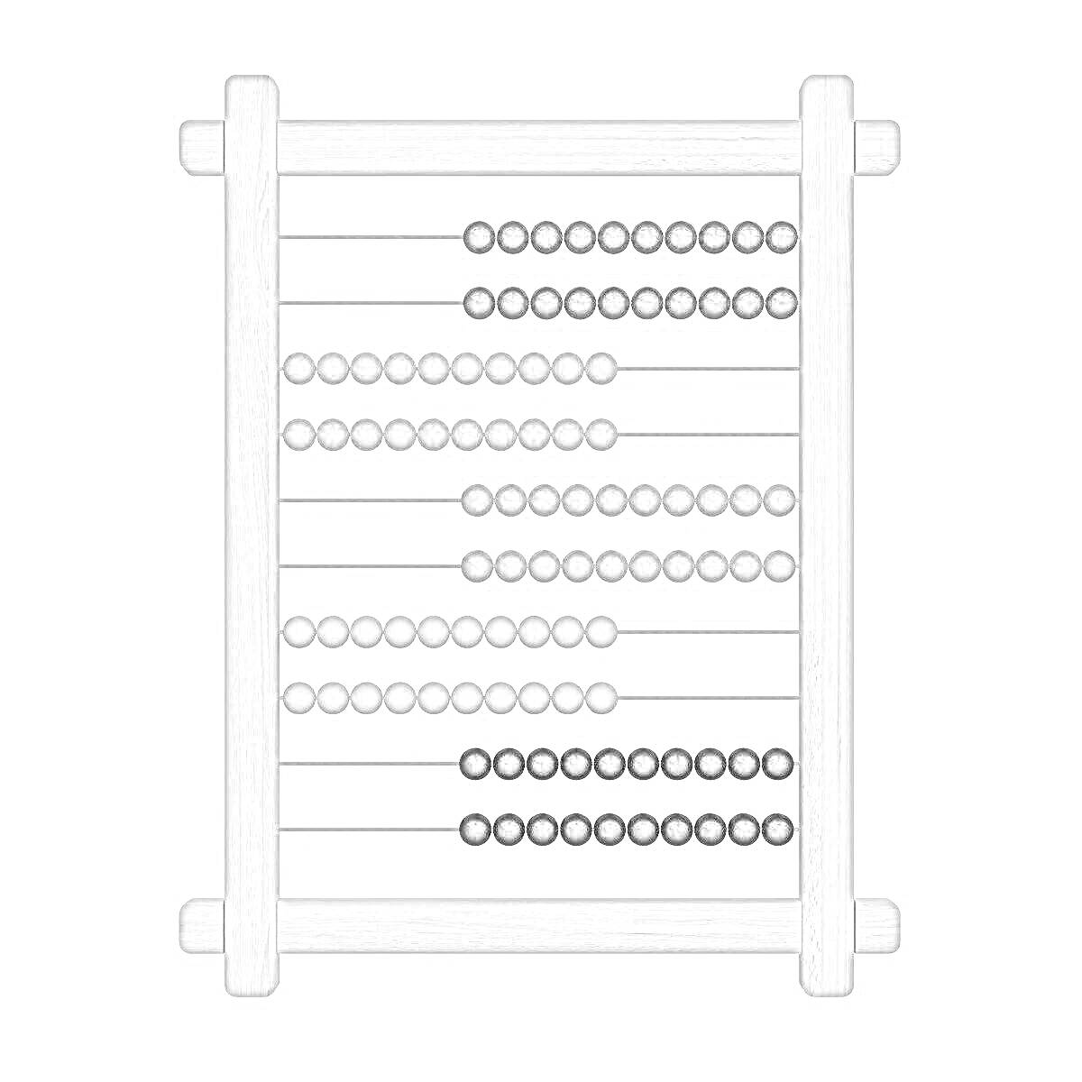 Раскраска Абакус с деревянной рамой и рядами бусин