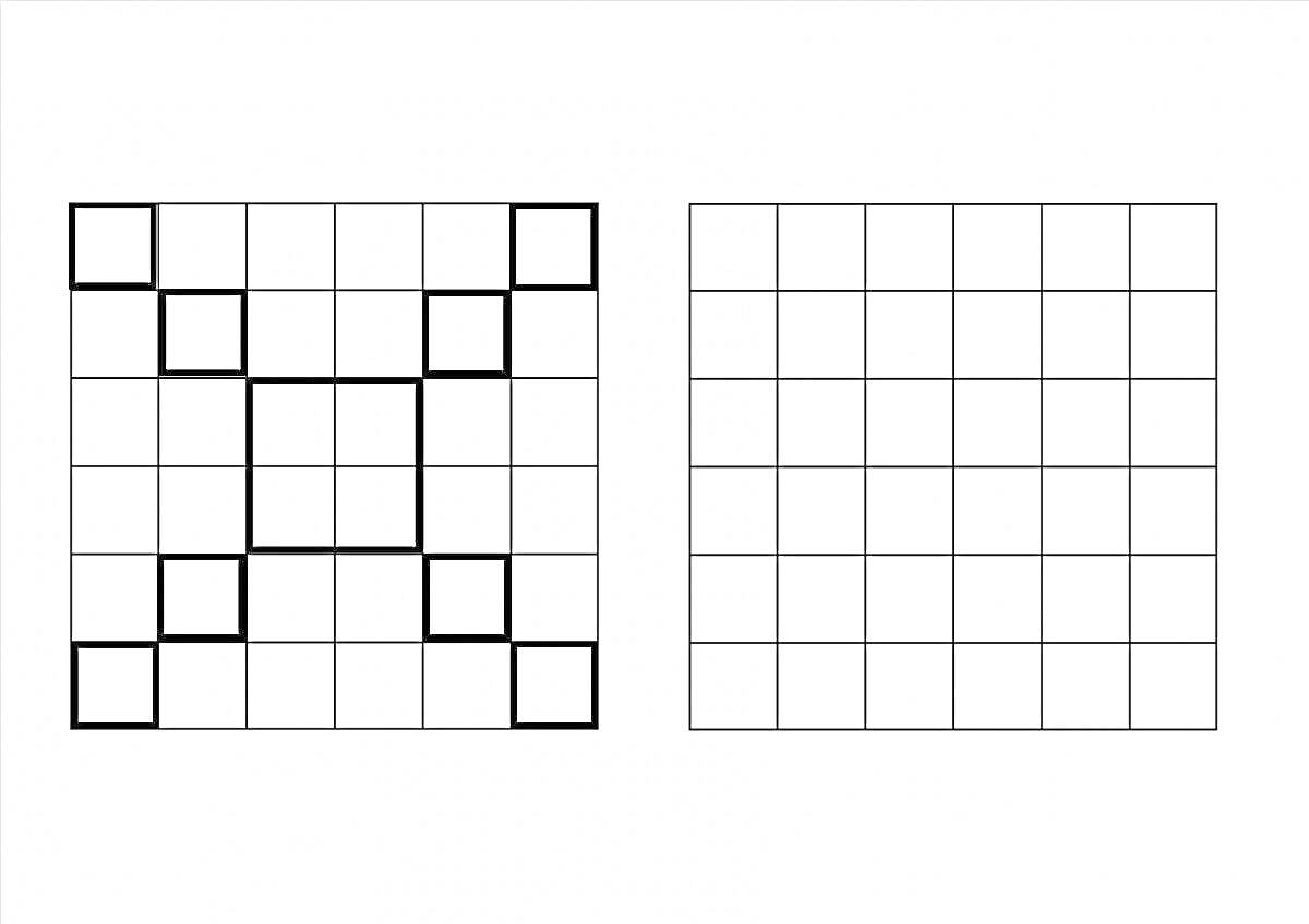 Раскраска Раскраска с квадратами и узорами внутри квадратной сетки