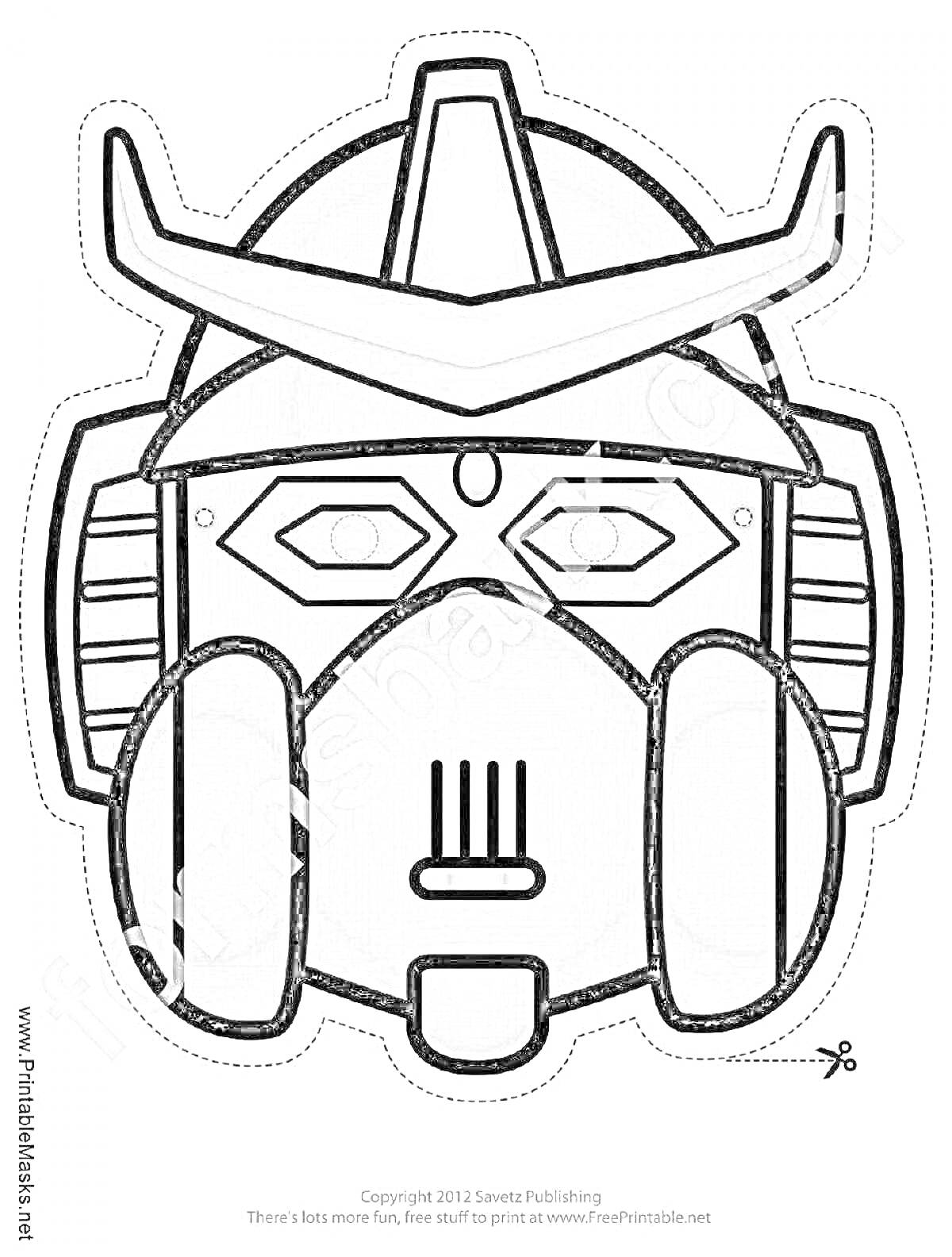 Раскраска Маска робота с антеннами и очками